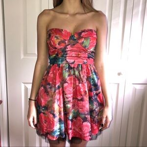 bright floral dress